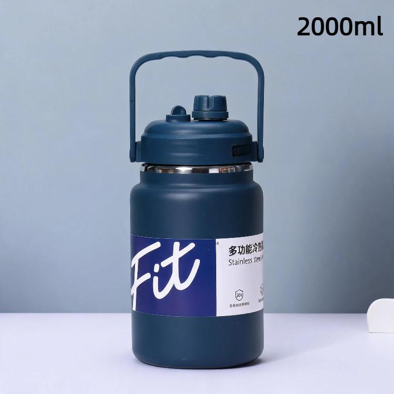 Stainless Steel Insulated Water Jug Food Grade Leak Proof Lid 24H Heat Cold Retention for Picnic Beach Trips