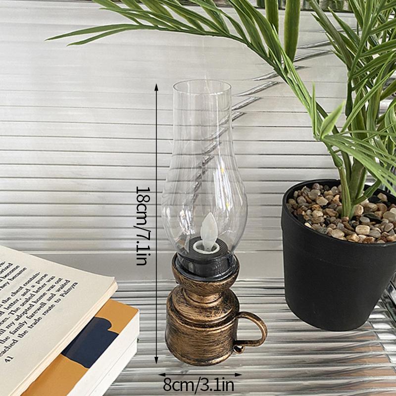 Retro Candle Lamp Flameless Candlestick Night Light Desktop Candle Holders Ornaments Living Room Bedhead Decoration Photo Props