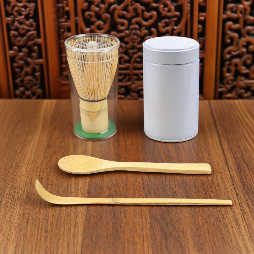 

4pcs/set Matcha Whisk Set - Bamboo Matcha Whisk, Scoop, Scoop, Tinplate Cans, Traditional Matcha Blender
