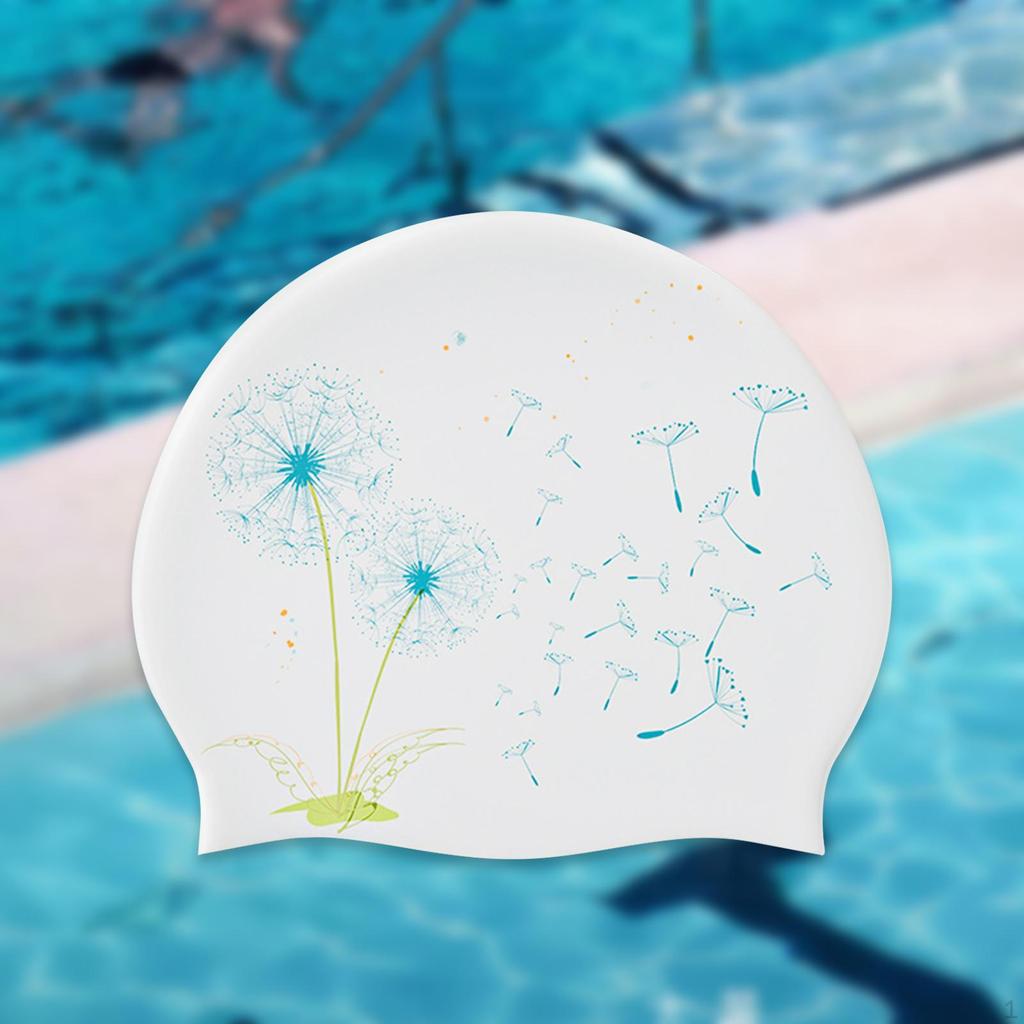Șapcă de înot din silicon Baie Ușor de purtat și de îndepărtat Căciulă de înot pentru adulți cu imprimeu floral pentru