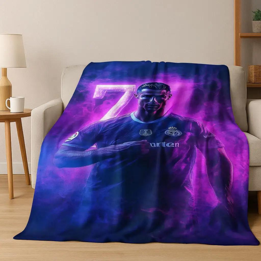 3D Goat Football Star R-Ronaldo Cartoon Art Flannel Blanket,Cozy Soft Throw Blanket for Home Bedroom Bed Sofa Picnic Cover Kid