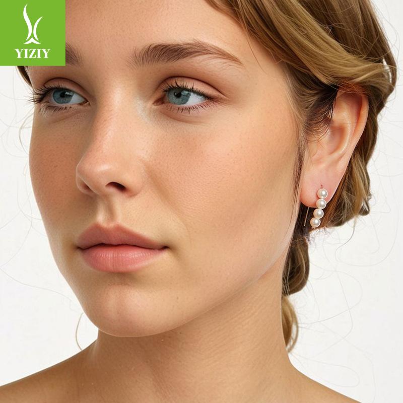 Source Factory S925 Sterling Silver Temperament Pearl Earrings Versatile Simple Bead Earrings Direct Sales