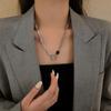RUI RUI YU – chaîne de clavicule en Zircon noir scintillant, couleur argent, pour femmes et Couples, tendance, élégant, fait à la main, bijoux de fête, cadeaux