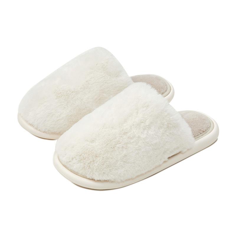 

Premium cotton slippers women s winter indoor home fluffy plush warm floor silent men s non-slip 36-37 (suitable for 35/36 feet) кремовый