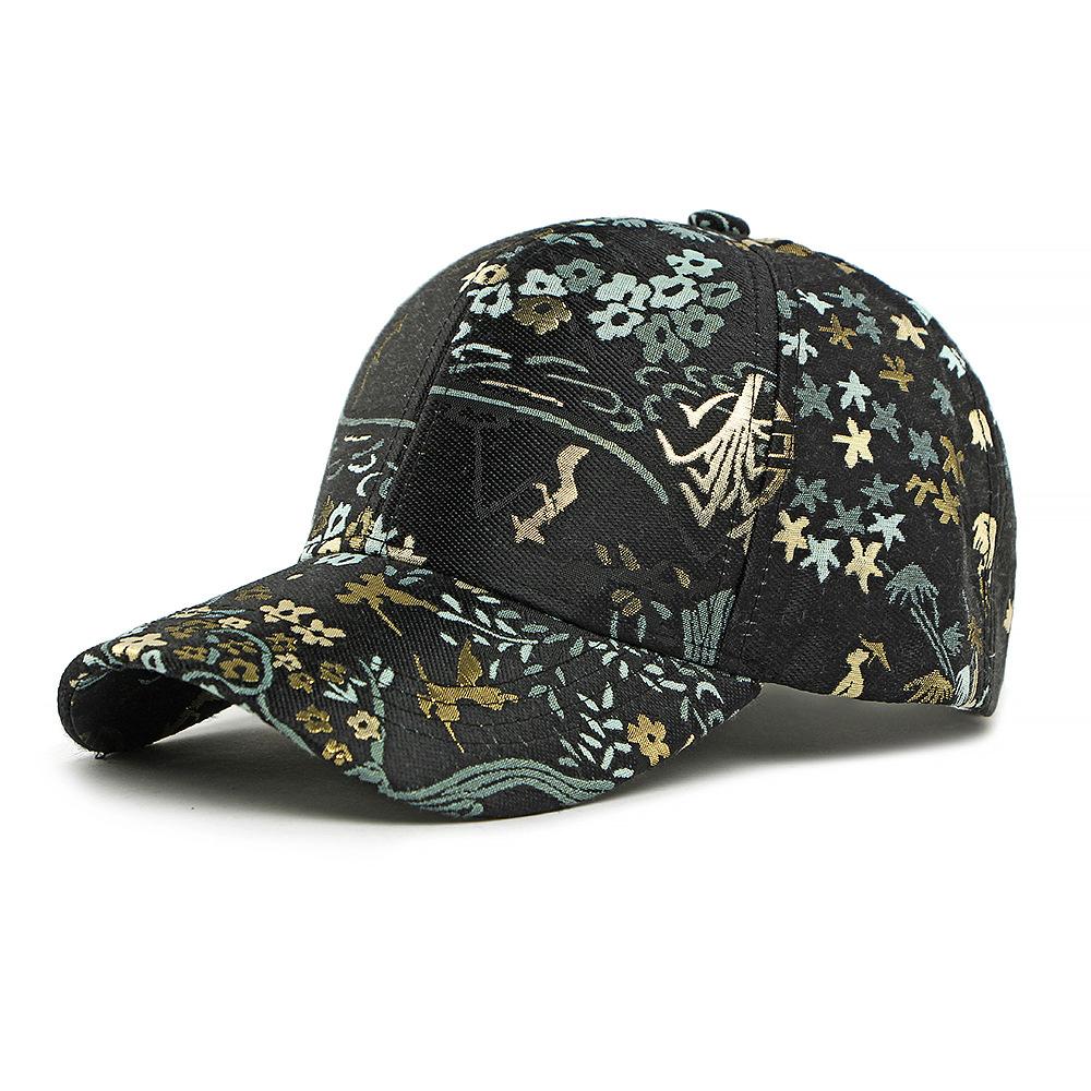 Cappellino da Baseball con Visiera Parasole e Ricami Autunno Inverno Stile Etnico da Donna