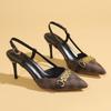 New Women's Pointed Metal Chain Decorative Buckle High Heels Fashionable Retro Luxury Durable Non-slip Women's Stilettos Pumps
