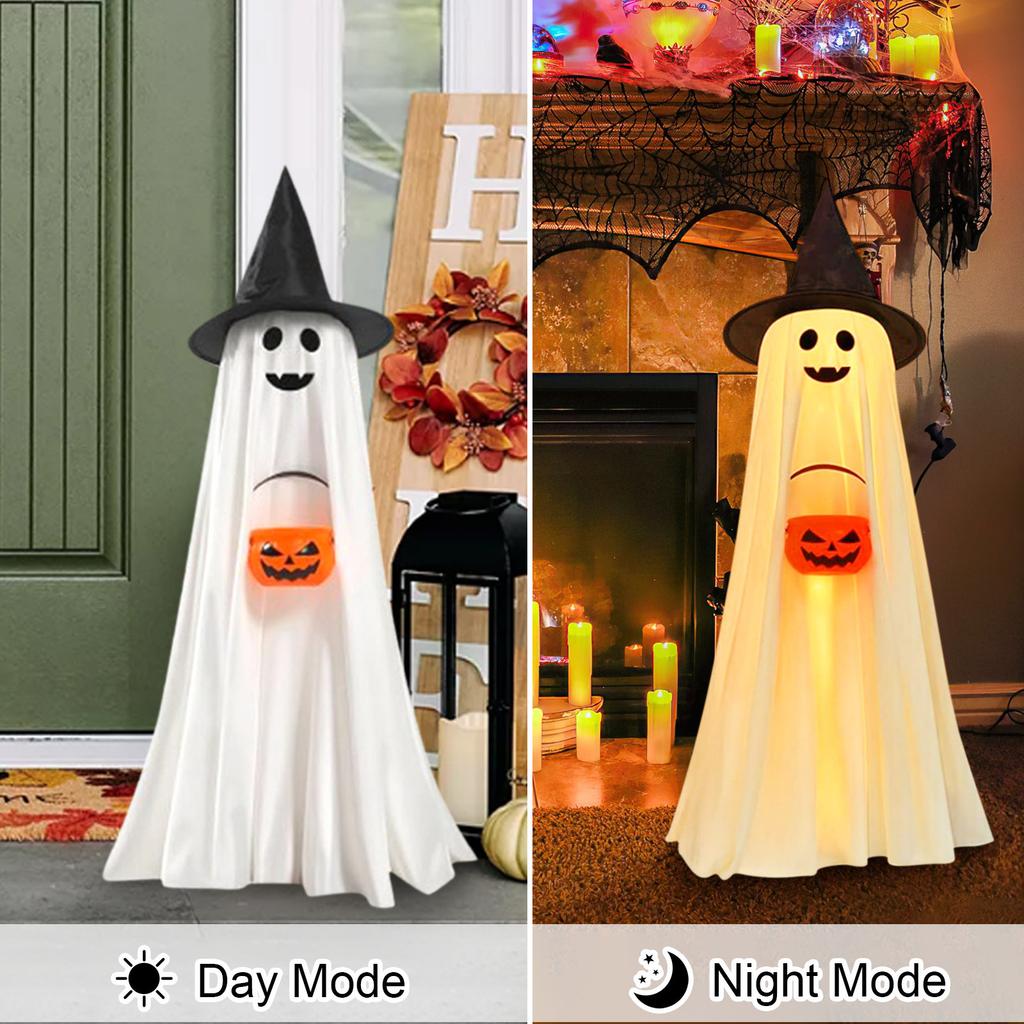 Halloween Decorations Indoor Outdoor, 2 Packs Light Up Spooky With Pumpkin Halloween Decor Crafts, Indoor Cute Party Ghosts Decorations For Table/Home