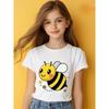 European Sizes Girls' Smiling Bee And Flower Pattern T-Shirt - Soft And Breathable Short Sleeve Round Neck Casual Top