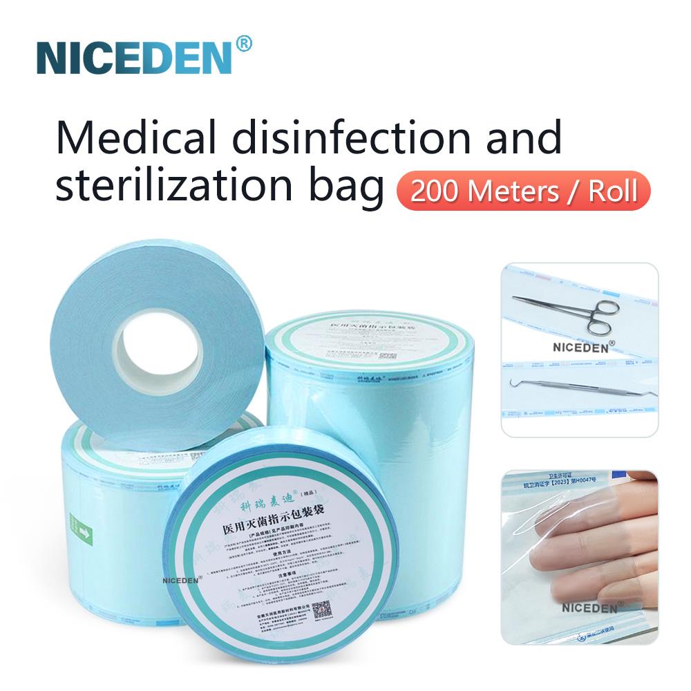 Niceden 14 Inches Hot Selling Medical Devices Packaging Pouch Dental Steam Eto Autoclave Heat Sealing Sterilization Flat Rolls Reel