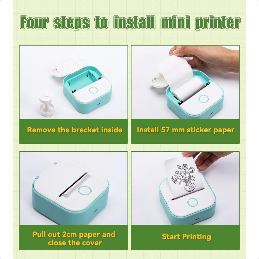 6 Roll Mini Sticker Printer Photo Paper 57 X 30mm Thermal Printer Paper White SelfAdhesive for PeriPage A6 Vretti TP6S Portable