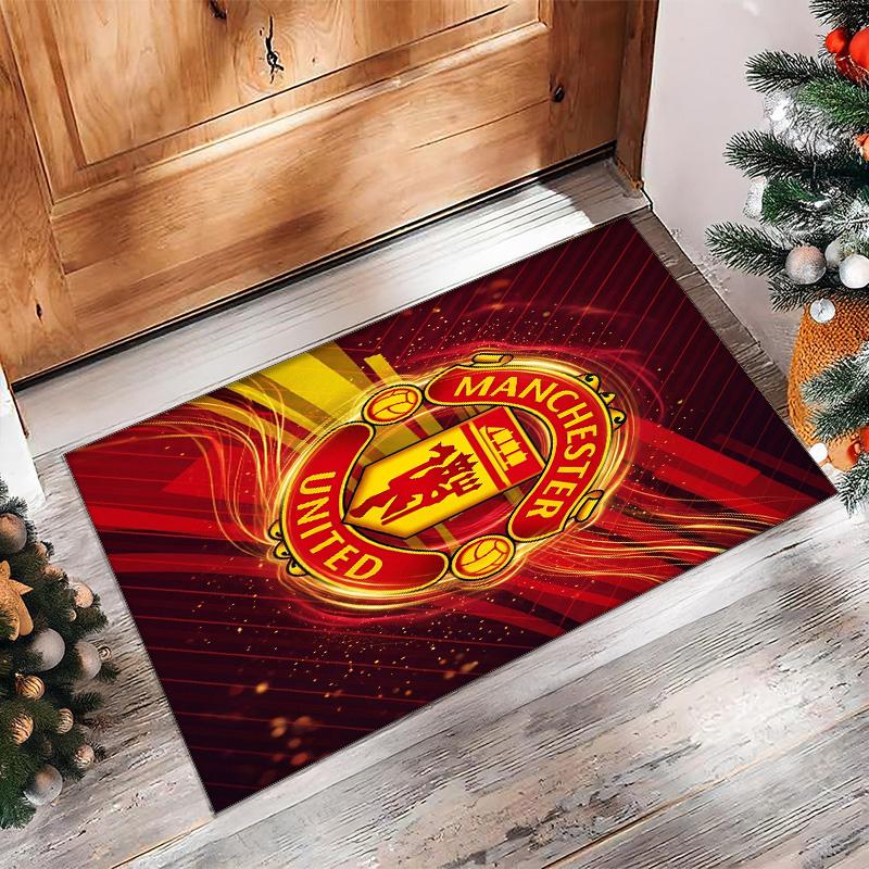 Tappeto in Flanella Stampato Manchester United Antiscivolo Morbido Poliestere Tappeto per Pavimento Tappetino Decorativo per Interni per Camera da Letto Soggiorno Divano