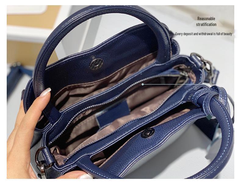 Genuine Leather Women's Crossbody Tote - Large Capacity Soft Cowhide Square Bag for Commuting