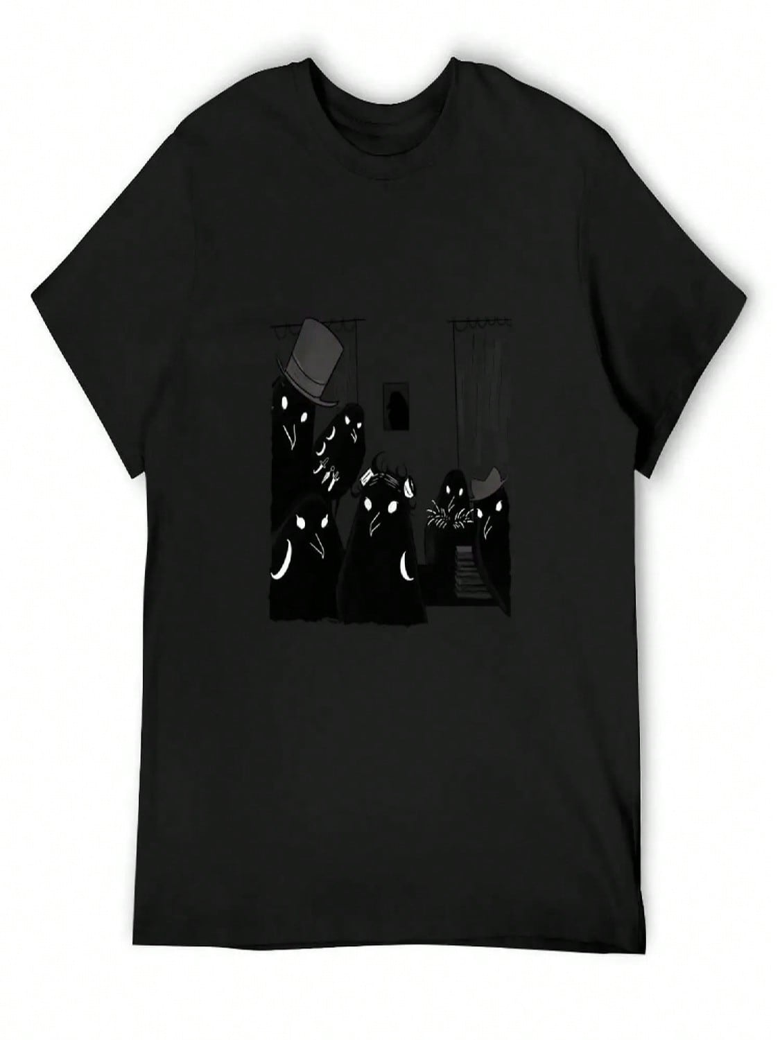 Crow Selfie T-Shirt Korean Fashion Clothing Man T-Shirt Blanks unisexs T Shirts S разноцветный