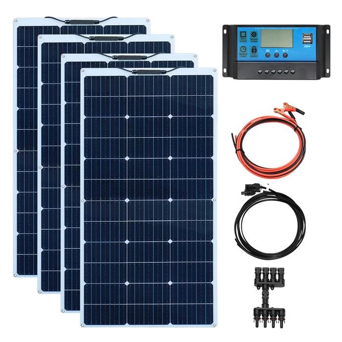 Solarpanel-Kit, flexible Panels 200W, 12V Batteriekompatibilität, 400W Kit