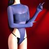 Women Sexy Bodysuit High-Fork Oil Shiny Glossy Five-Finger Swimsuit Ultra-Thin Silky Open Crotch Long-Sleeved Bodysuits