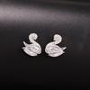 18K Gold Plated Swan Pendant Necklace & Earring Set with Micro-inlaid Zircon for Women