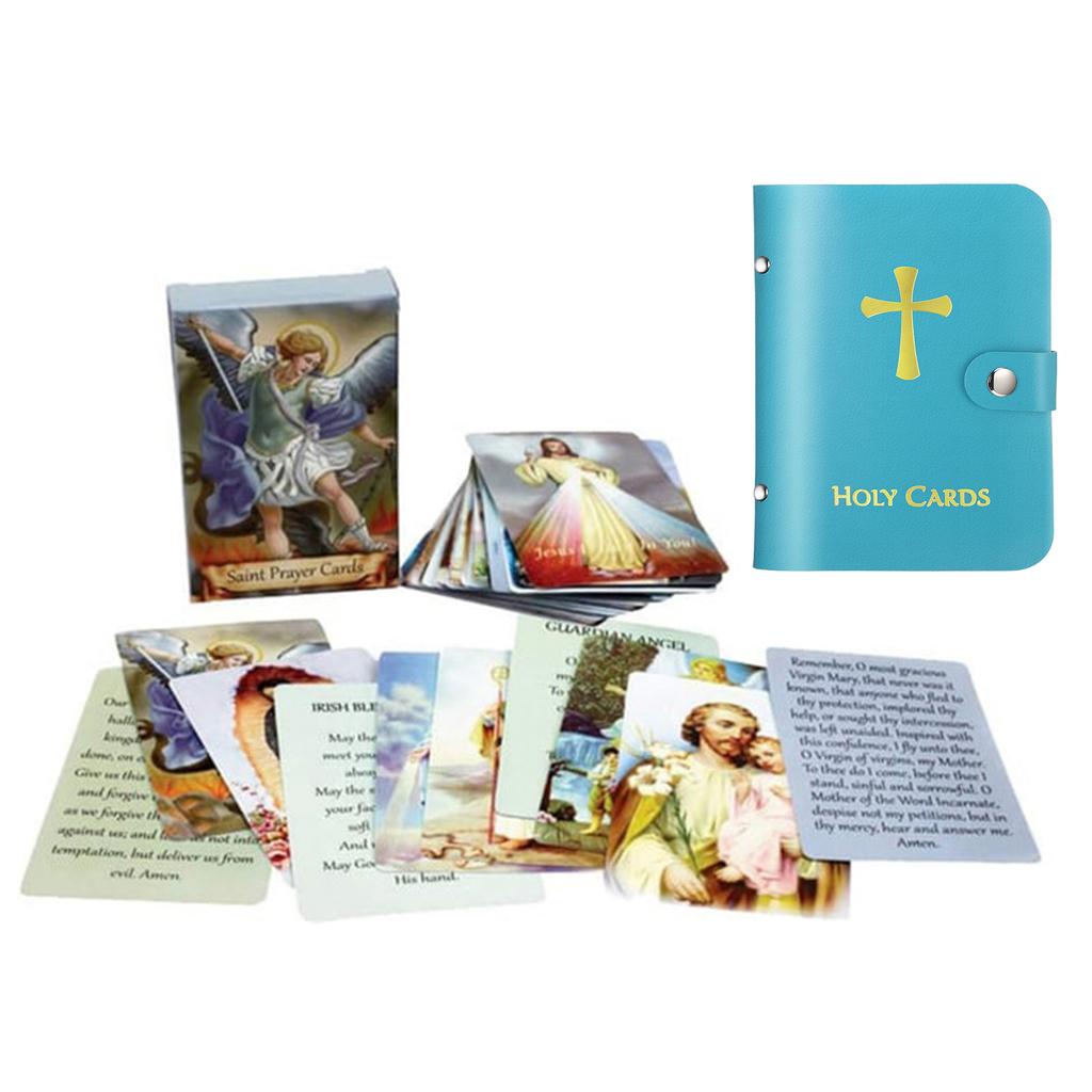 Katholischer Faux-Leder-Heiligenkartenhalter mit Druckknopfverschluss, Taschenformat-Gebetskarten-Organizer für religiöse Andacht und Kartenaufbewahrung