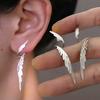 Elegant Equisite Feather Wings Stud Earrings Fashionable Retro High-end Korean Earrings Titanium Alloy Lady's Jewelry Accessory