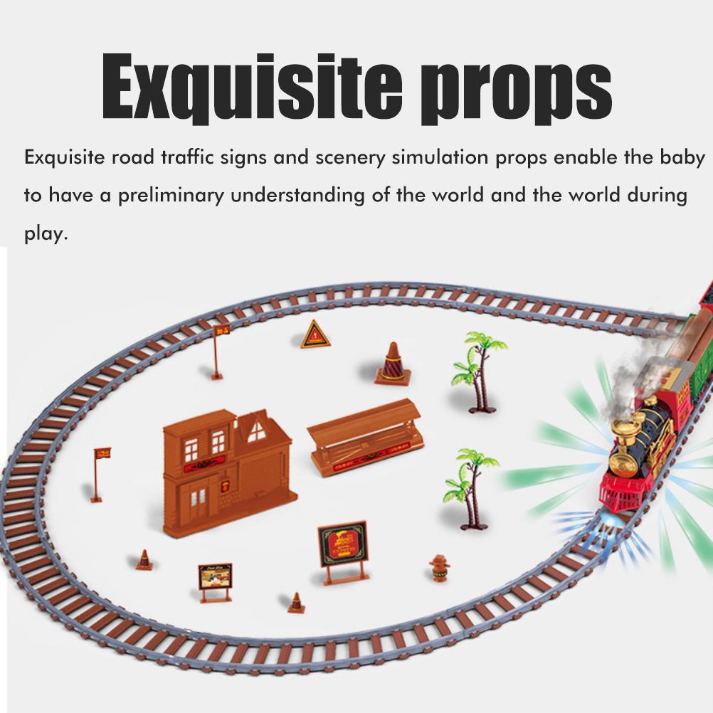 134 190 Stück Klassische Weihnachtszug-Set Mini-Zug-Spielzeug-Set mit mit Scheinwerfer Rauch Realistische Geräusche Elektrischer Schienenwagen