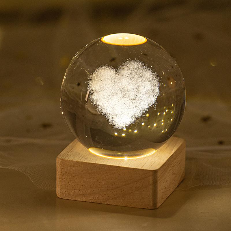 Minge de cristal 3D de 6 cm Planetă de cristal Lumină de noapte gravată cu laser Sistem solar Glob Astronomie Cadou de zi de naștere Decor pentru birou de acasă