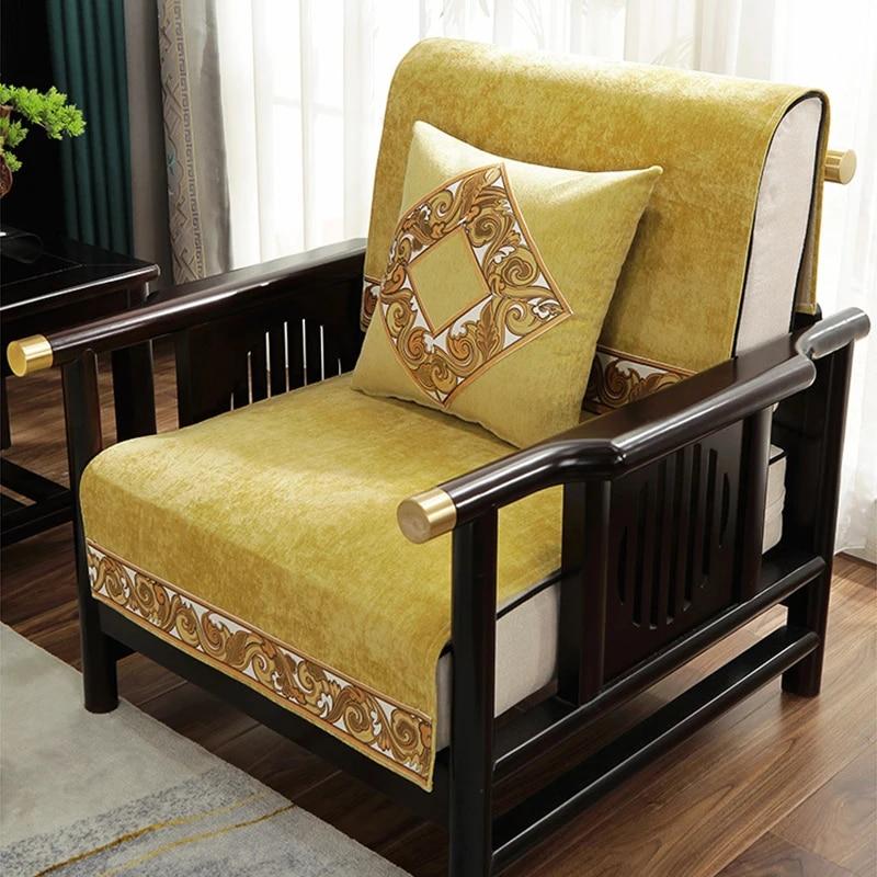 Chenille Sofa Handtuch Rutschfeste Couchbezüge für Wohnzimmermöbel Luxuriöser Uni-Sofaüberwurf Chinesischer Stil Hochwertig