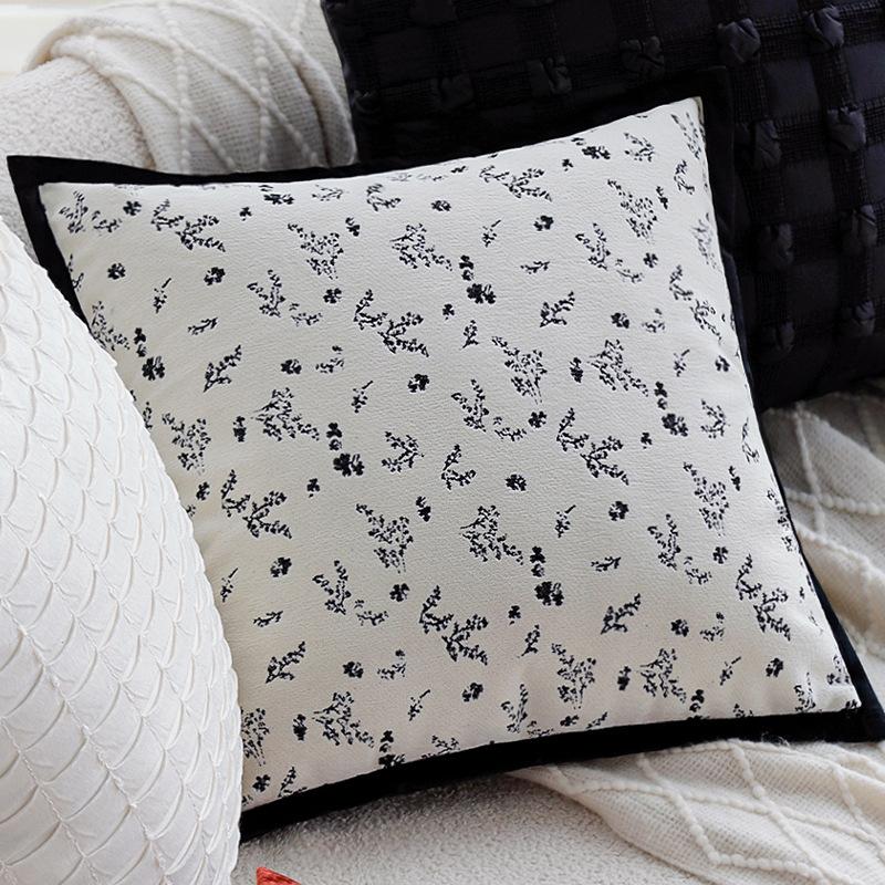 Nordic Ins Style Living Room Sofa Pillow Hotel Model Room Black and White Jacquard Pillow Pillow Case