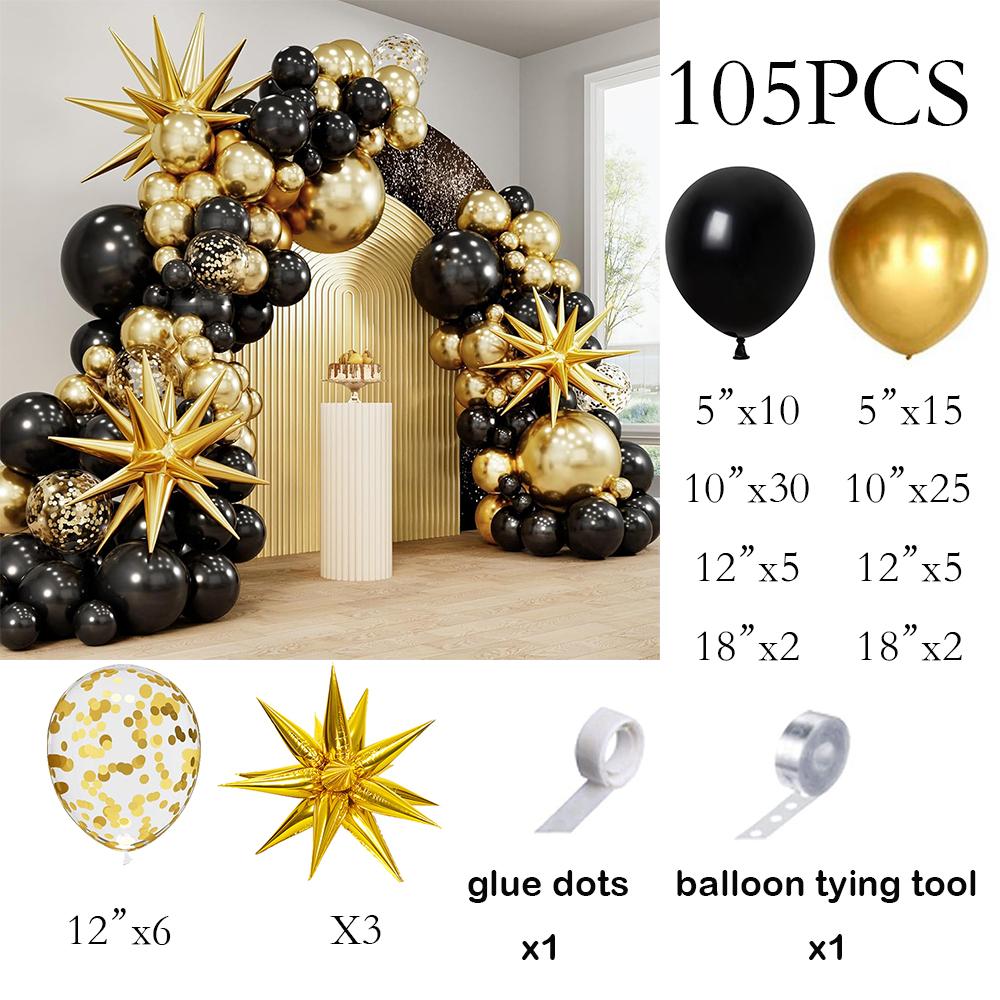 

Black Balloons Garland Kit Gold Confetti Balloon Arch Gold Explosion Star Foil Globos Home Birthday Party Baby Shower Decoration AS Picture