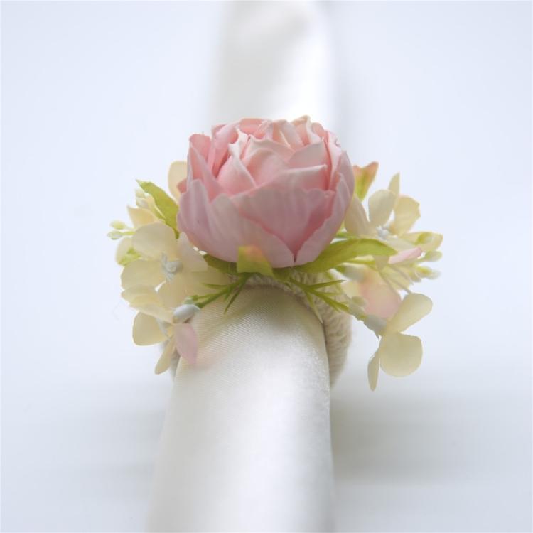 Pack of 6 Realistic Flower Napkin Rings Table Decorations for Wedding Banquets