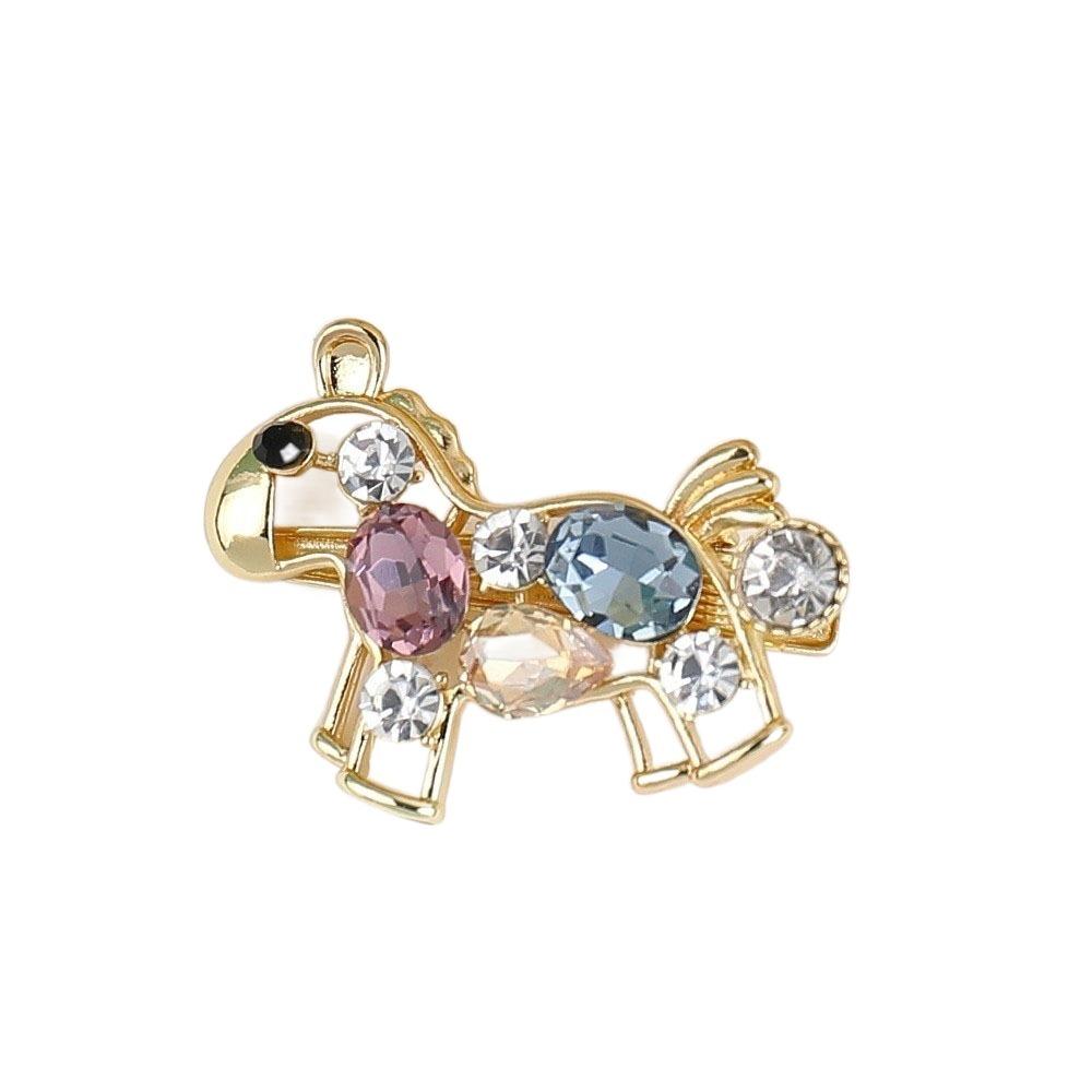 Zinc Zinc Zinc Alloy Horse Hairpin Colored Rhinestone Edge Clip Cartoon Hair Clip  Girls Hair Accessories
