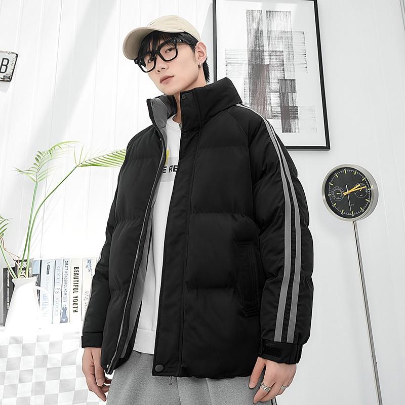 Mens Winter Cotton Jacket Unisex Thick Stand Collar Coat Casual Warm Outerwear Youth