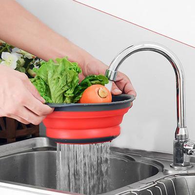 Kitchen Tools Foldable Silicone Colander Fruit Vegetable Washing Basket Strainer Collapsible Drainer