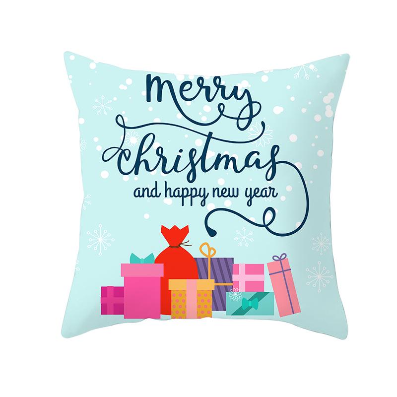 Peach Skin Christmas Print Pillow Case Cartoon Animal Home Sofa Cushion Cover Bedside Bedroom Pillow