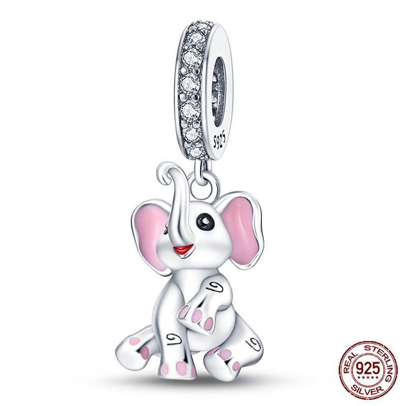 Copper Pink Collection Heart Shape Charm Beads For Brand Original Bracelet Diy Jewelry Gift