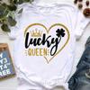 Golden Lucky Queen Graphic Print T-Shirt Women’S Clothing Crown Leopard Pink Love Tshirt Femme Summer Fashion T Shirt Female