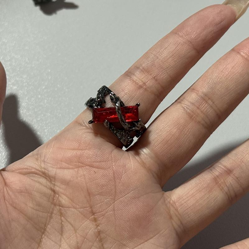 Black Crow Punk Hip Hop Rings Adjustable Opening Fashion Trendy for Women Men Personalized Thorne Niche Gift Ring