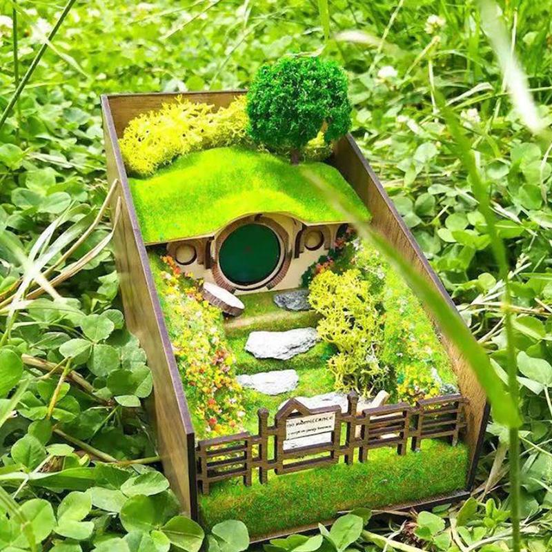 Diy Bookend Stand Book Shelf Insert Decorative Bookend Microlandscape Books Ornaments Booknook Book Shelf Insert Decors