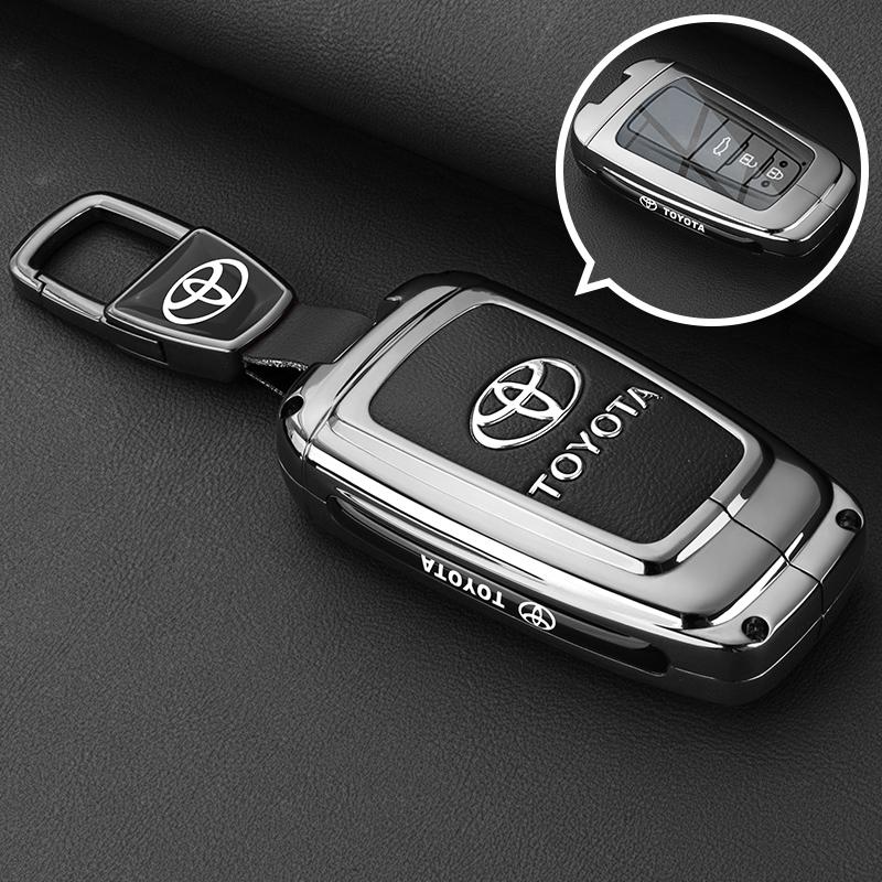 Leather Zinc Alloy Car Key Case for Toyota Corolla Hybrid 2021 Rav4 Land Cruiser Prado Camry Highlander Prius C-HR 2018+