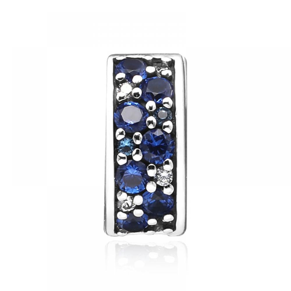 Pandora 791817nsbmx Fancy Blue Shining Elegance Spacer Clip Silver Charm