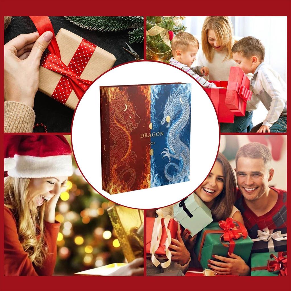 2025 Drachenliebhaber Adventskalender 24 Tage Weihnachts-Countdown Mit 24 2D Acryl Niedliche Drachen Deko Adventskalender für Weihnachten