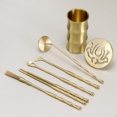 7Pcs Chinese Incense Ceremony Set, Brass Making Tool, Powder Press