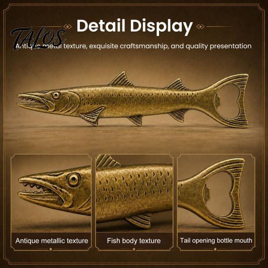 Unique Gifts for Men Rustic Fish Bottle Opener, Creative Cap Opener with Detailed Scale High End Wine Lover Design, Retro Metal Alloy Bar Tool