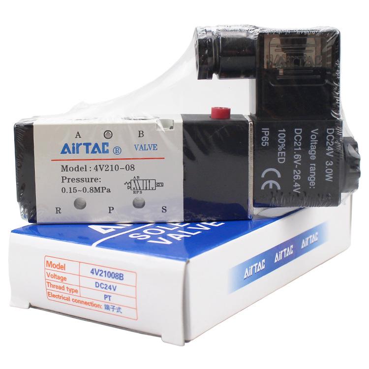 AirTac 4V110-06/4V210-08 Two-Position Five-Way Directional Solenoid Valve