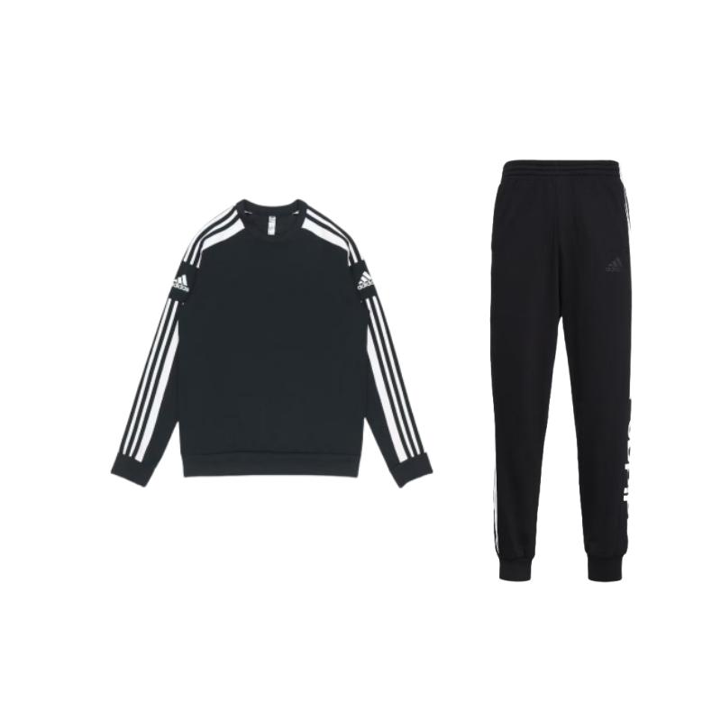 

Adidas Crew Neck Pullover Comfortable Long Sleeve Cuffed Pants Casual Sports Suit Men suit Black GD5473+GT6638 L