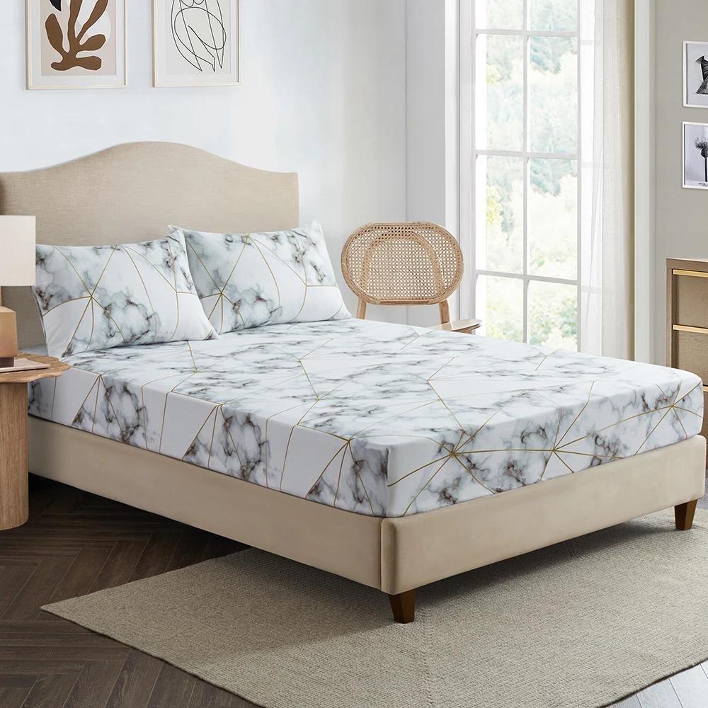 Colorful Plaid Fitted Sheet Twin Queen 3Pcs Geometric Grid Bed Sheet Set Microfiber Lattice Checkerd Bed Sheets - Deep Pocket