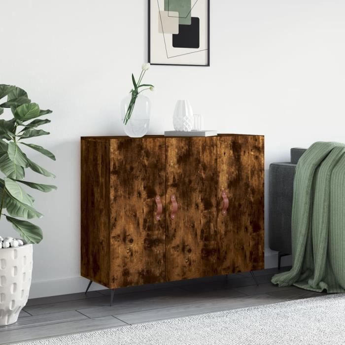 VidaXL Buffet chêne fumé 90x34x80 cm bois d'ingénierie 828081