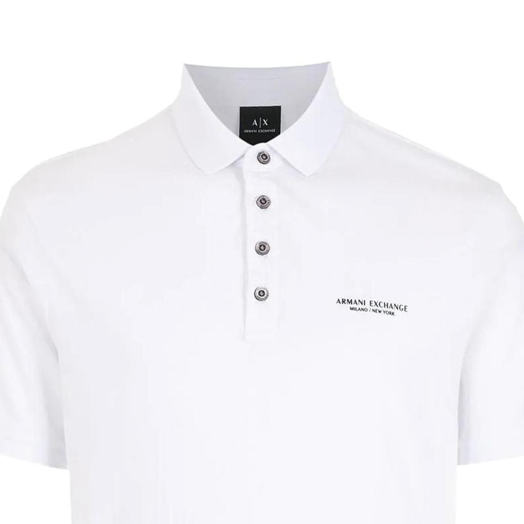 Armani Exchange SS22 Letter Print Straight Fit Short Sleeve Polo Shirt Men tops White 8NZF80-Z8H4Z-1100