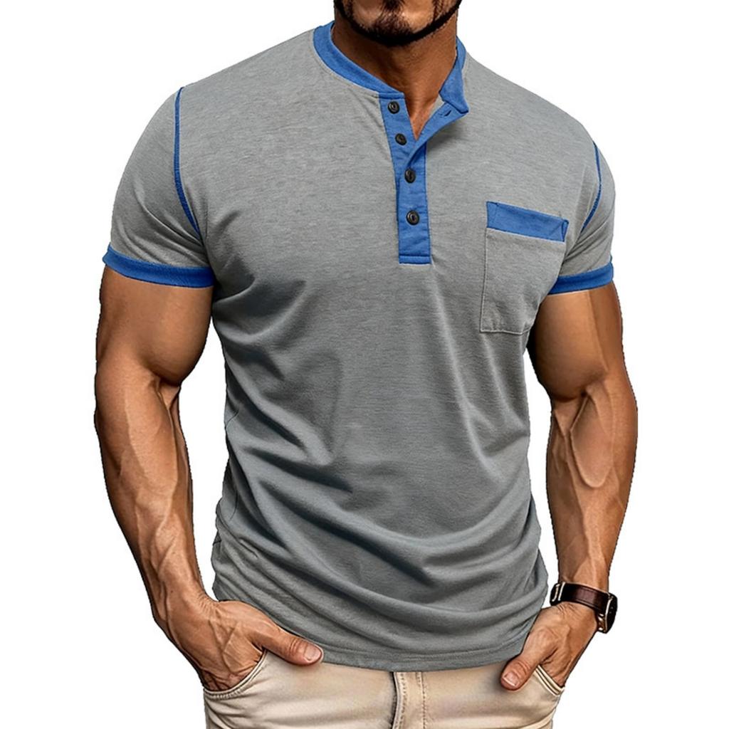 Men's Multi-color  Shirt Short-sleeved Casual Pocket T-shirt