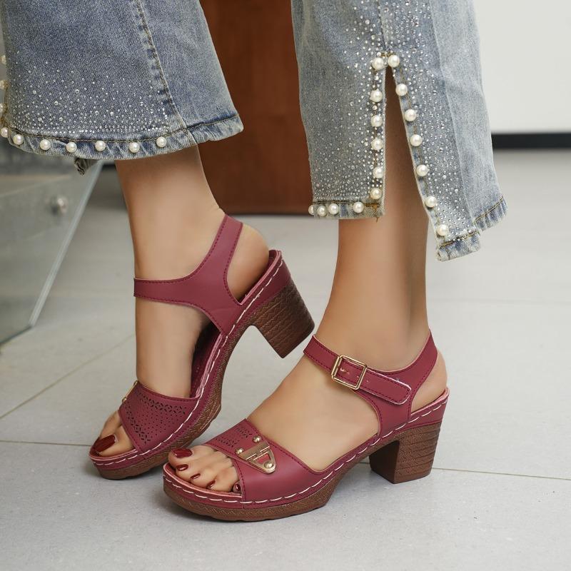 Sandali Estivi da Donna con Tacco Grosso e Tacco Alto, Calzature Casual Comode, Disponibili in Taglie Grandi.