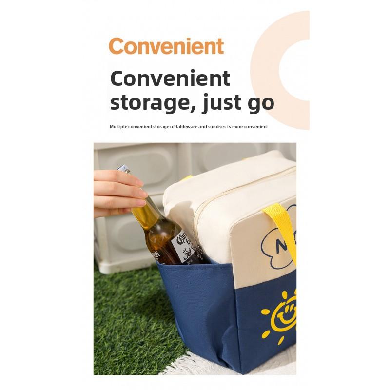 New Thickened Insulated Lunch Bag with Double Side Pockets for Travel, Outdoor Picnic, Office Workers, and Students