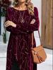 Women's Plus Size Christmas Print Long Sleeve Mid-Length Dress - Autumn/Winter Casual Fashion